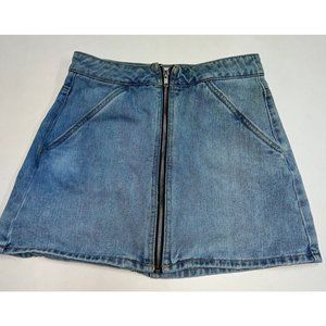 Kendall & Kylie Womens Blue Jean Skirt Size 26 Light Wash Denim Full Front Zip